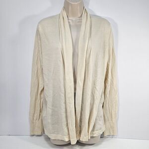 Tommy Bahama Lightweight 100% Cashmere Open Front Cardigan Sweater Sz L Cream